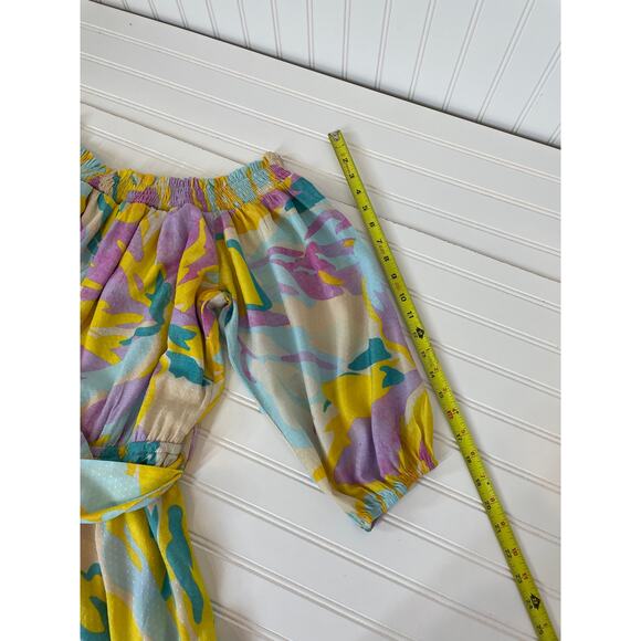 City Chic Eileen Off The Shoulder Dress In Multi Belted Mini Plus Size 16 - Picture 7 of 8